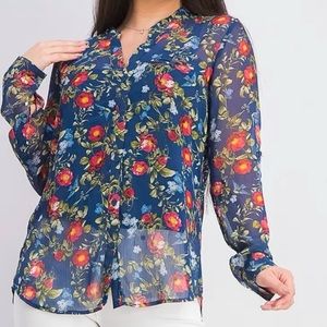 Kut from the Kloth Sheer Floral Blouse Sz. L